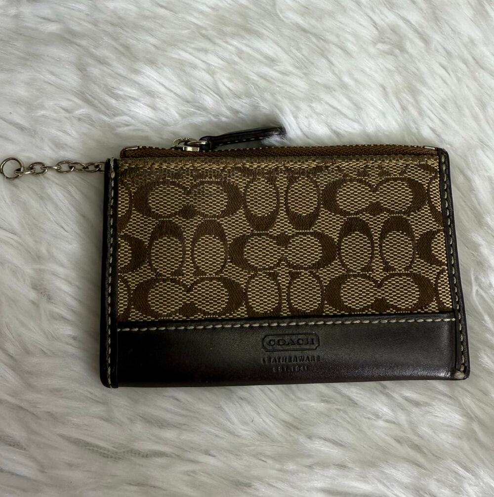 y2k Coach Brown Signature Card Holder Coin Purse